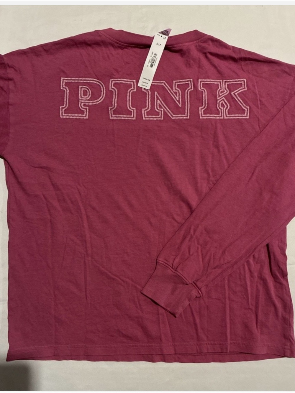 PINK Victoria's Secret Long Sleeve Tee in Berry Dark Pink Red New With Tags